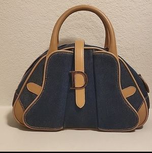 DIOR Vintage denim mini double saddle Bowling bag